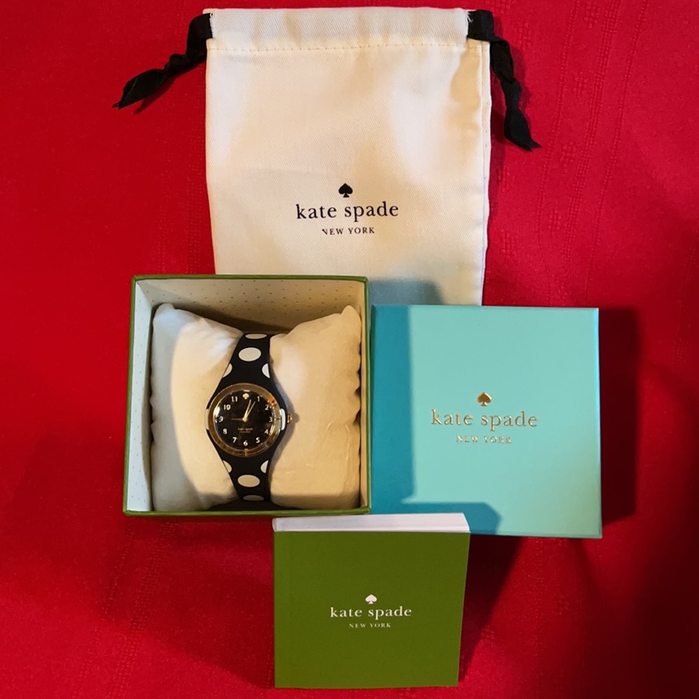 NEW KATE SPADE BLACK WHITE POLKADOT SILICONE WATCH - Picture 6 of 16